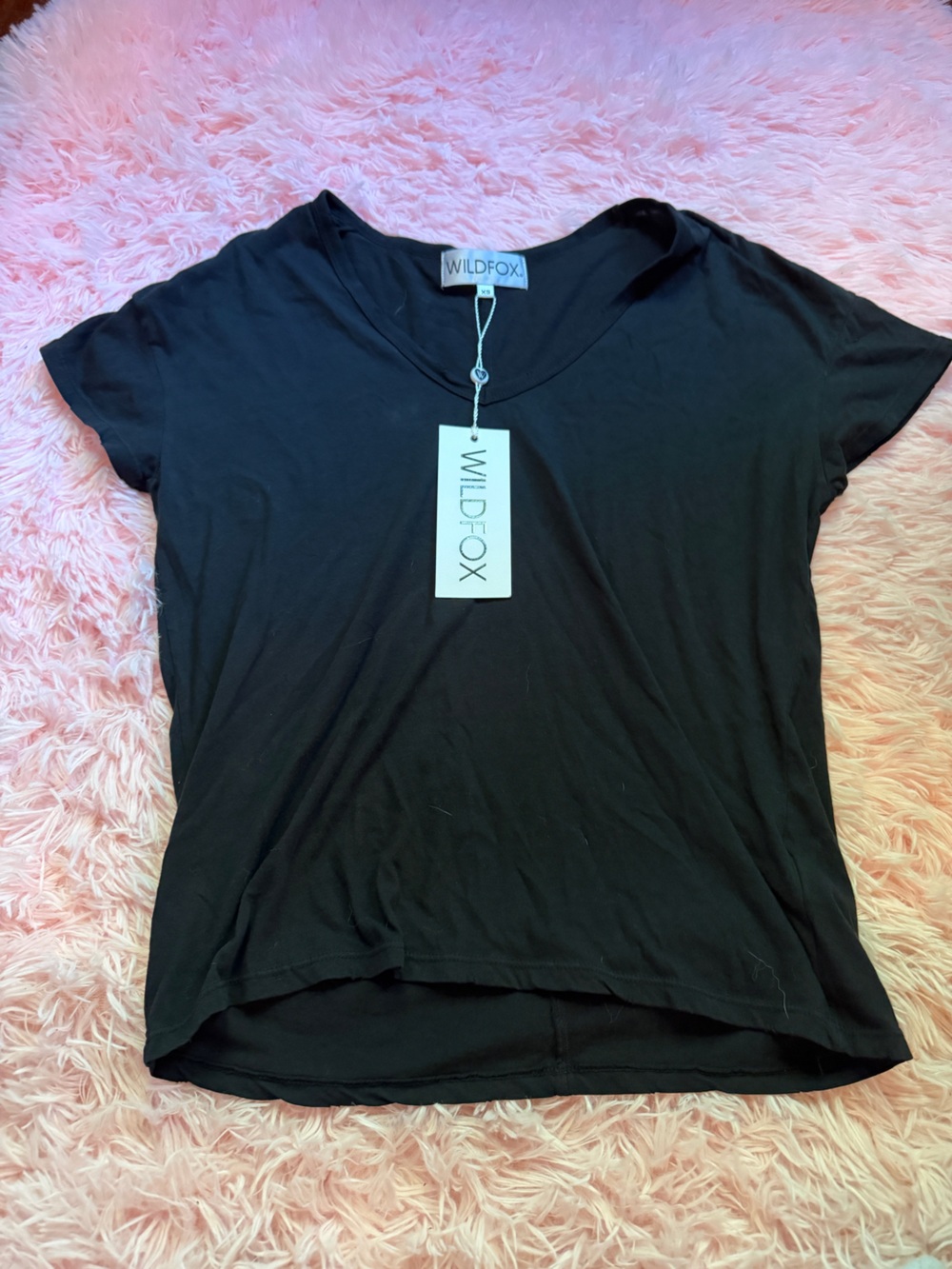 Wildfox Black Short Sleeve V-Neck Tee